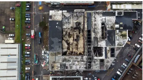 Wales News Service Aftermath of explosion on Treforest Industrial Estate