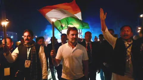 Congress Rahul Gandhi and Congress leaders march in Manipur