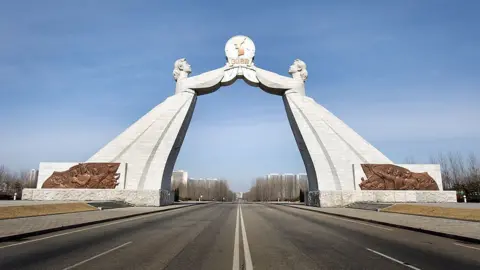 Getty Images The Reunification Arch in North Korea as seen in 2008