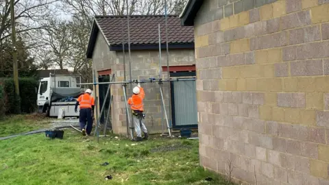 Kate Bradbrook/BBC Scaffolders by the spa