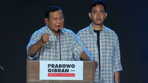 Getty Images Prabowo and his running mate Gibran