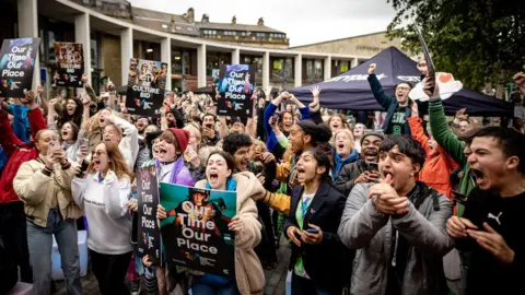 PA Media Celebrations in Bradford after the city is named UK City of Culture for 2025