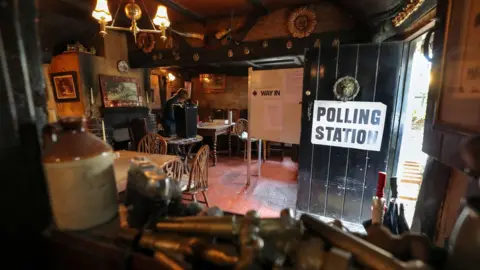 PA Polling station at the White Horse Inn in Priors Dean, Hampshire