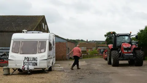 PA Polling station on Grange Farm in Garthorpe, Leicestershire