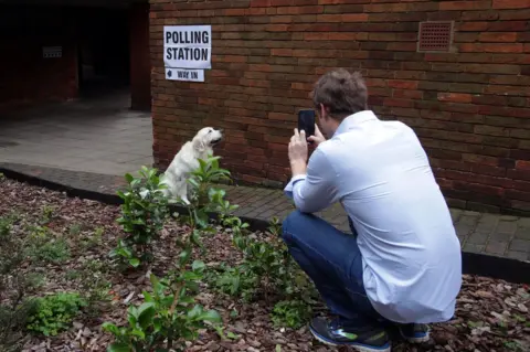 PA Dog by a polling station