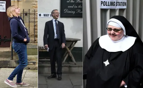 Getty Images/PA/Reuters Smiling people voting