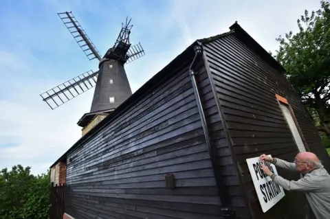 Getty Images President of the Friends of West Blatchington Windmill Peter Hill prepares to open a Polling Station at the Windmill near Brighton