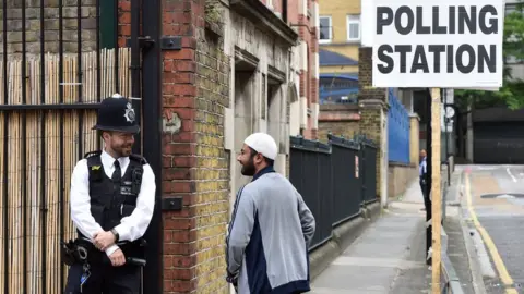 Reuters Police at polling station