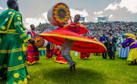 AFP Zimbabwean worshippers and congregants from various indigenous church denominations perform and dance as they wait to be addressed by Zimbabwe first lady Grace Mugabe (not in picture) at a religious gathering rally organised by Zimbabwean ruling party Zimbabwe African National Union- Patriotic Front (Zanu PF) Harare Youth Province on 5 November