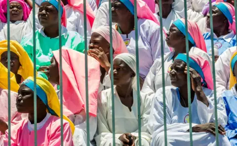 AFP Zimbabwean worshippers and congregants from various indigenous church denominations listen to Zimbabwe first lady addressing a rally on November 5, 2017 in Harare