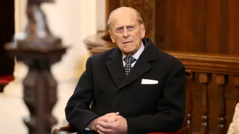 Getty Images Duke of Edinburgh at the Charterhouse almshouse in 2017