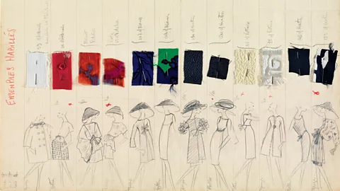 Fondation Pierre Bergé – Yves Saint Laurent, Paris Among the exhibits at the new Paris museum are sketches for the haute-couture collection, spring/summer 1962 (Credit: Fondation Pierre Bergé – Yves Saint Laurent, Paris)