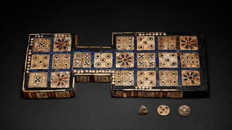 The Trustees of the British Museum/ CC BY-NC-SA 4.0 The Royal Game of Ur is an exquisite example of the 20 squares game from 2600-2300BC and features a four-side die (Credit: The Trustees of the British Museum/ CC BY-NC-SA 4.0)
