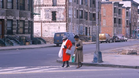Getty Images Completed in 1972, Robert Moses's Cross Bronx Expressway tore through the South Bronx, destroying homes and shops, and contributing to the area's decay (Credit: Getty Images)