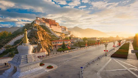 shunli zhao/Getty Images The Qinghai-Tibet railway terminates in Lhasa, the so-called "Forbidden City" (Credit: shunli zhao/Getty Images)