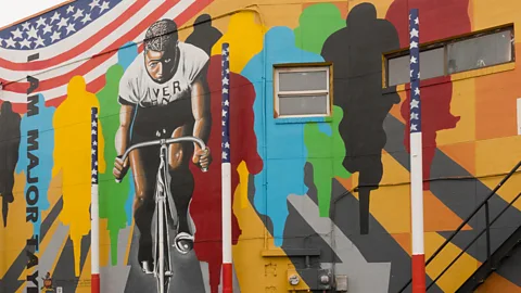 Randy Duchaine/Alamy Mural of Major Taylor