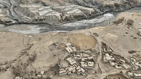 Shanta Nepali An aerial shot of the abandoned village of Samdzong in Upper Mustang, Nepal (Credit: Shanta Nepali)